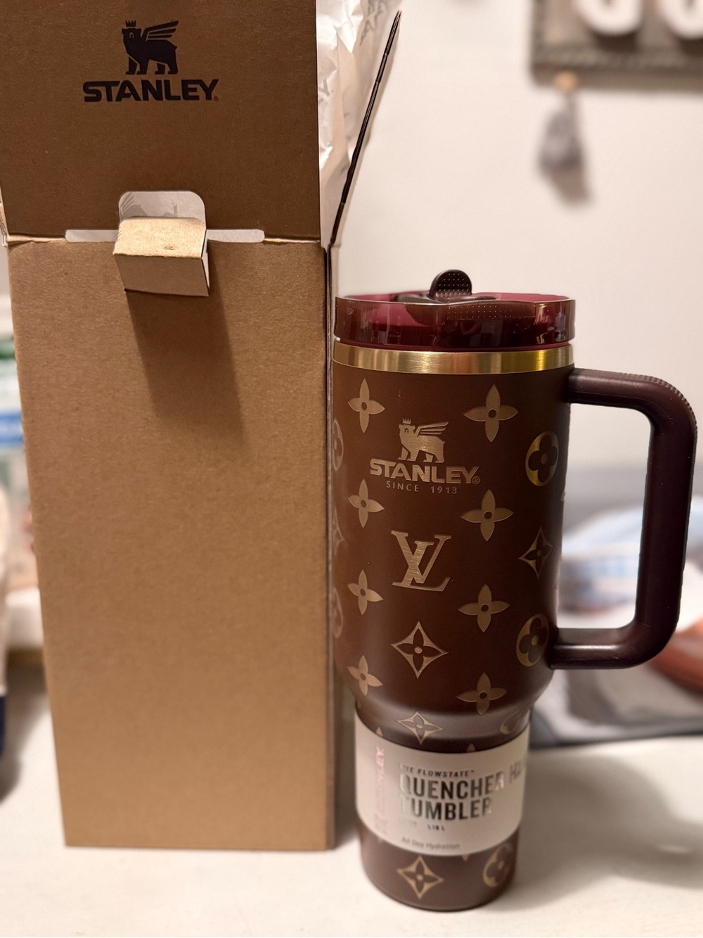 Brand new! Stanley Brown Travel Tumbler with Gold Accents - Picture 3 of 3
